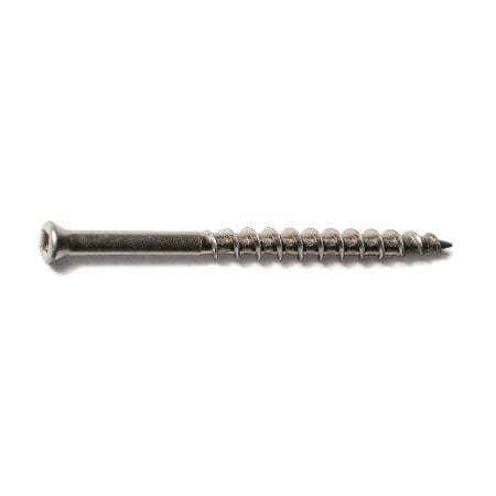 Buildright Deck Screw, #7 x 2-1/4 in, 18-8 Stainless Steel, Trim Head, Square Drive, 785 PK 09153